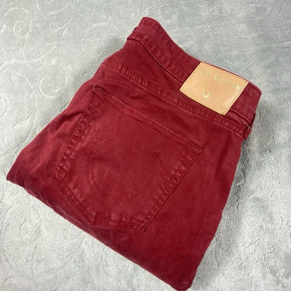 True Religion Jennie Jeans Pants 32 Women Red Stretch Curvy Skinny Hipster Y2K - Picture 1 of 16